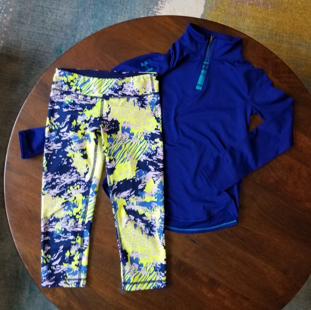 Ivivva crop leggings 10 Under Armour pullover YM